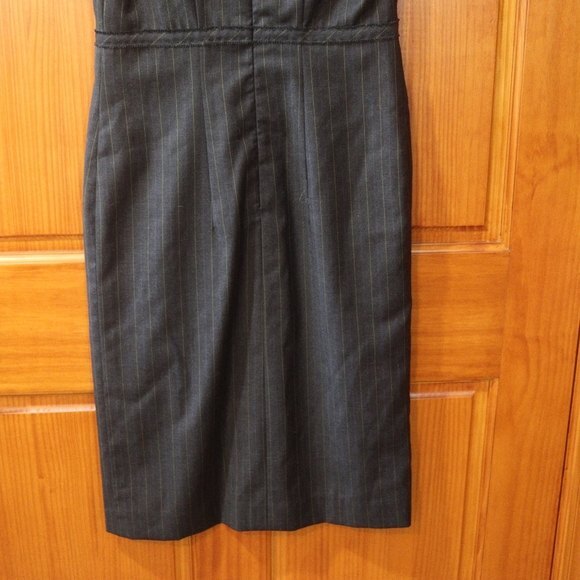 Moschino Embroidered Floral Pin Stripe Pencil Dress Medium Vintage Sheath Glam - Picture 7 of 12